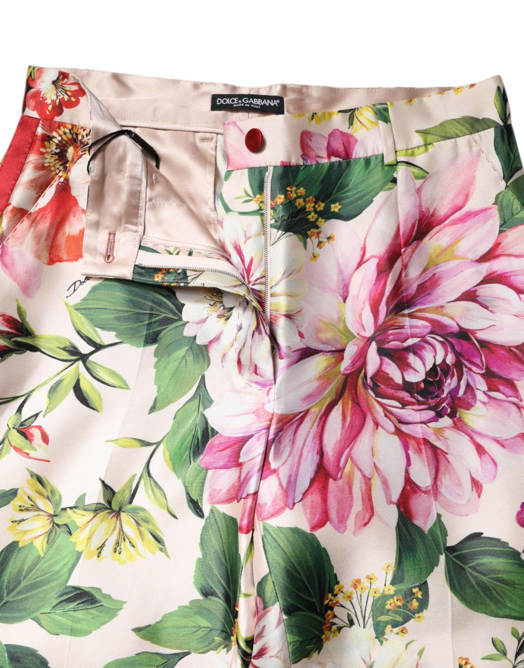 Dolce & Gabbana Multicolor Floral High Waist Straight Pants Dolce & Gabbana