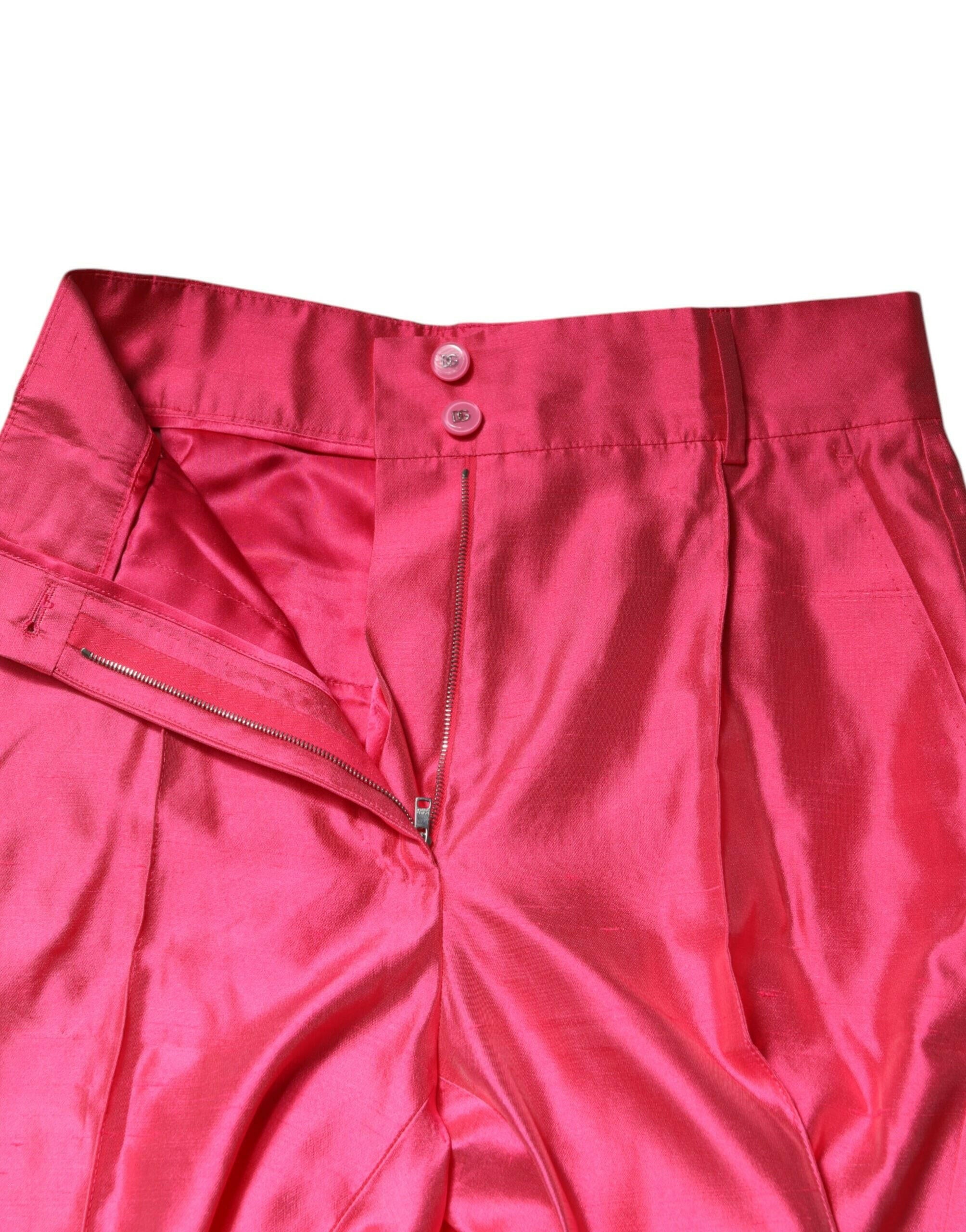 Dolce & Gabbana Pink Silk High Waist Tapered Pants Dolce & Gabbana