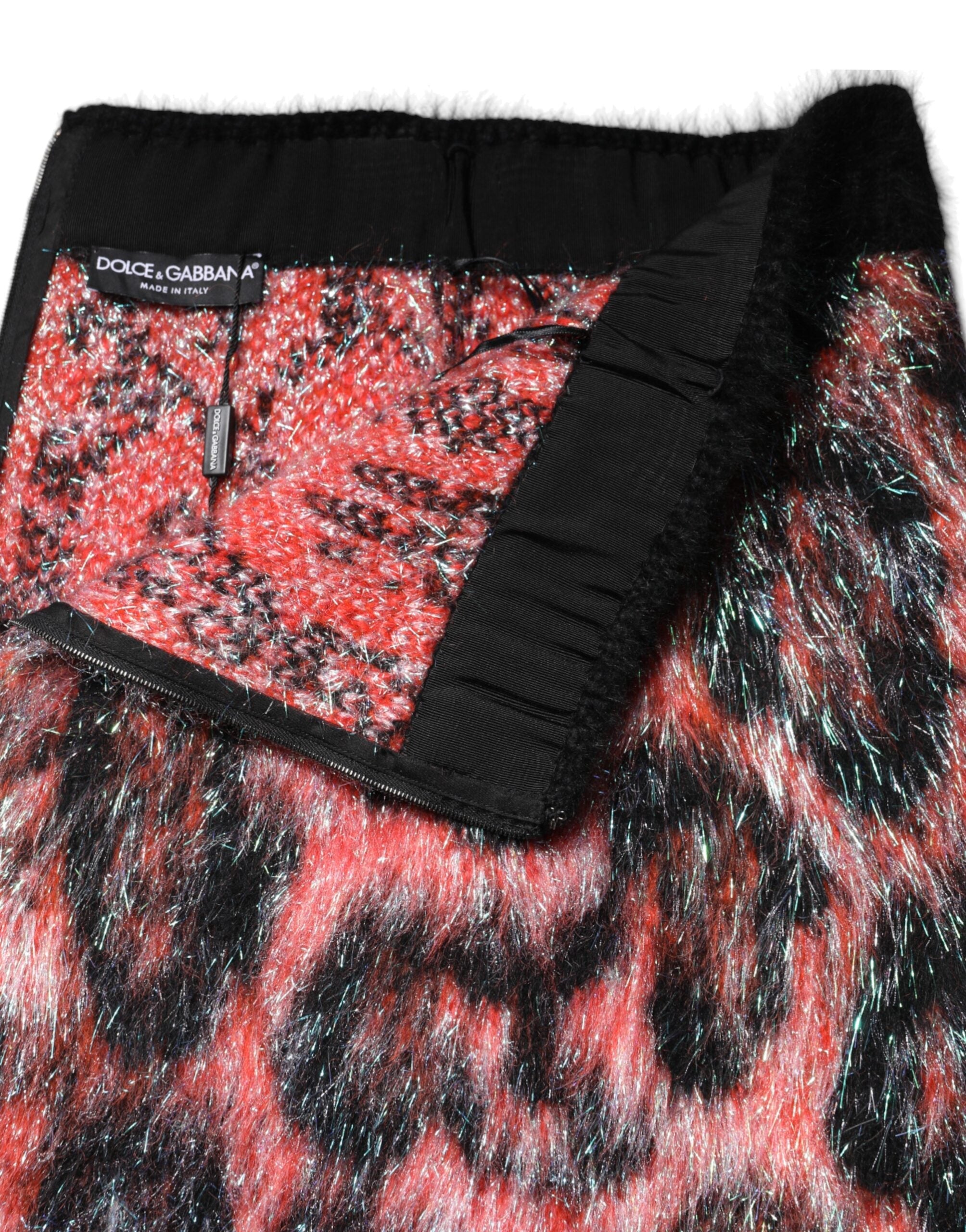 Dolce & Gabbana Multicolor Plush High Waist Mini Skirt Dolce & Gabbana