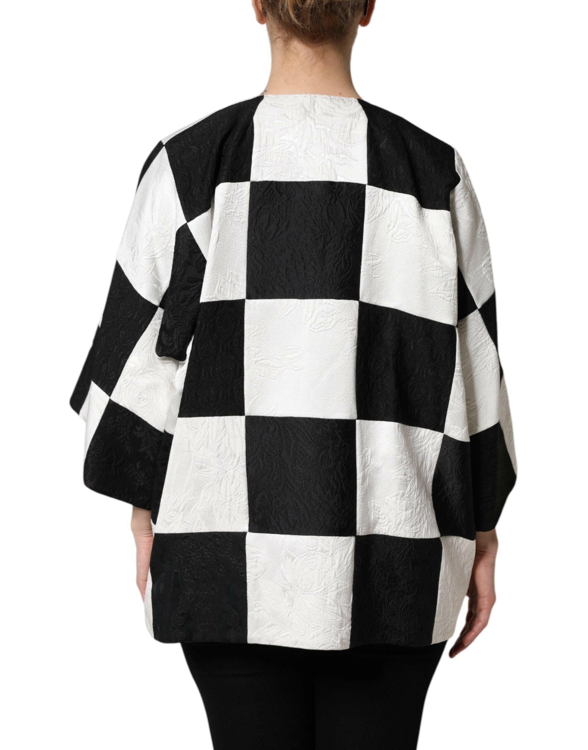 Dolce & Gabbana White Black Patchwork Jacquard Blazer Jacket Dolce & Gabbana