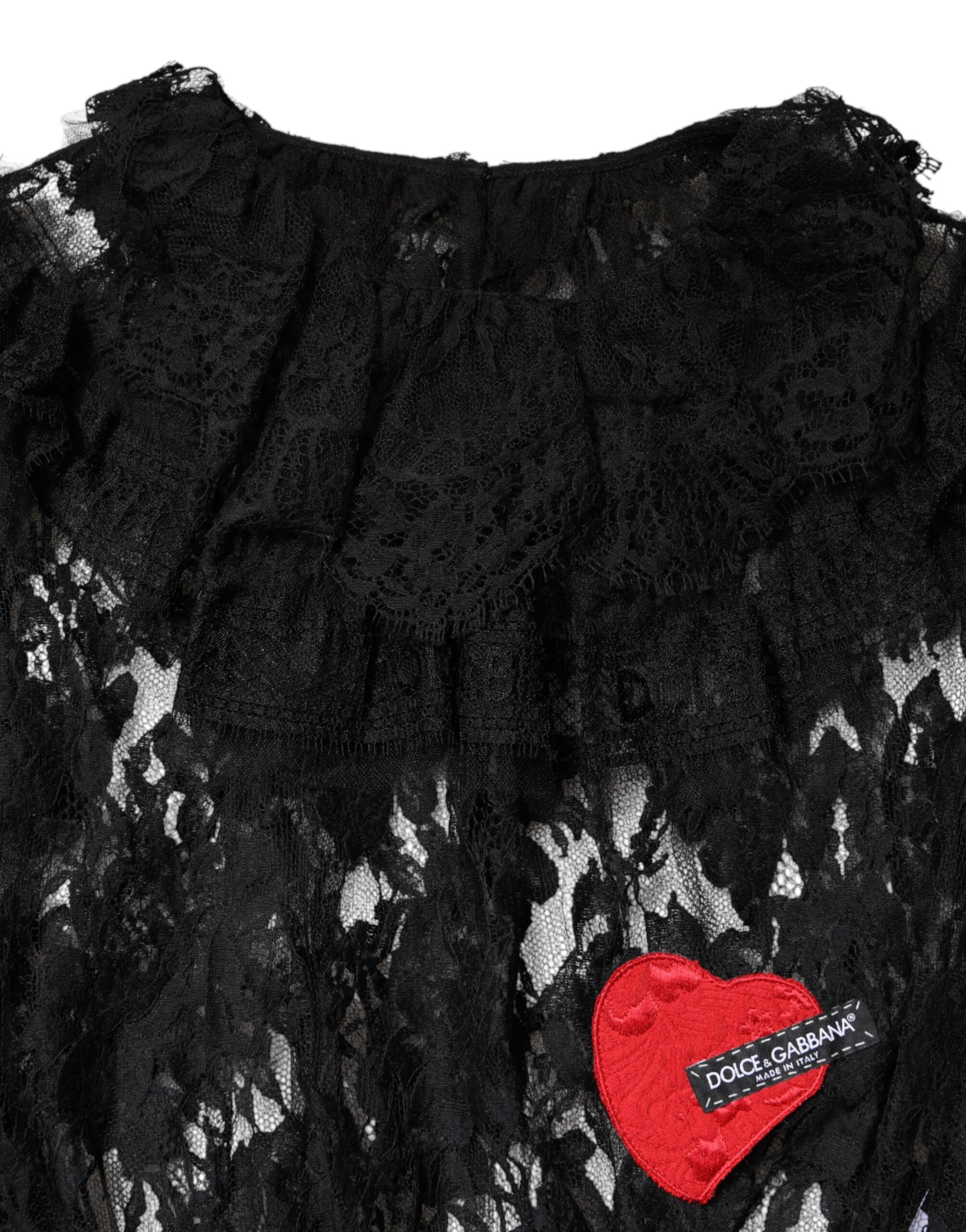 Dolce & Gabbana Black Cotton Floral Lace Women Blouse Top Dolce & Gabbana
