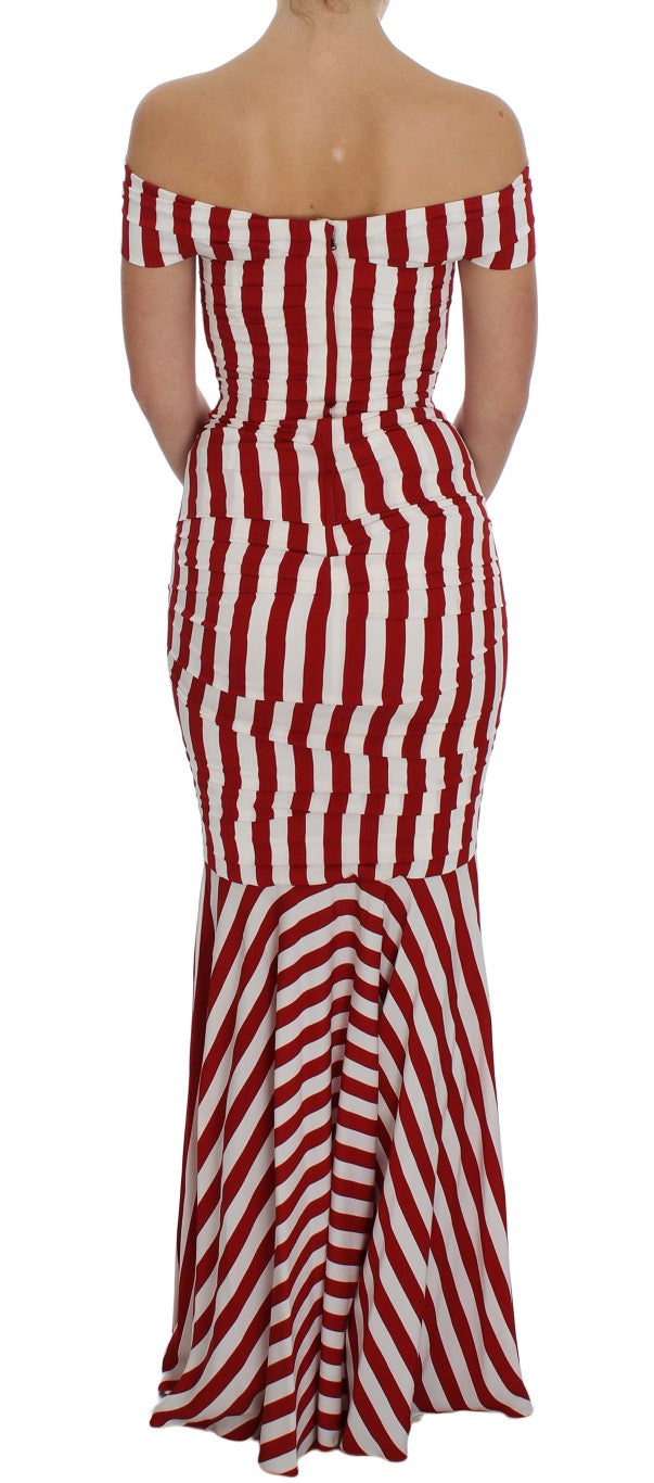 Dolce & Gabbana Elegant Red and White Striped Silk Bodycon Dress Dolce & Gabbana