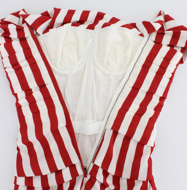 Dolce & Gabbana Elegant Red and White Striped Silk Bodycon Dress Dolce & Gabbana