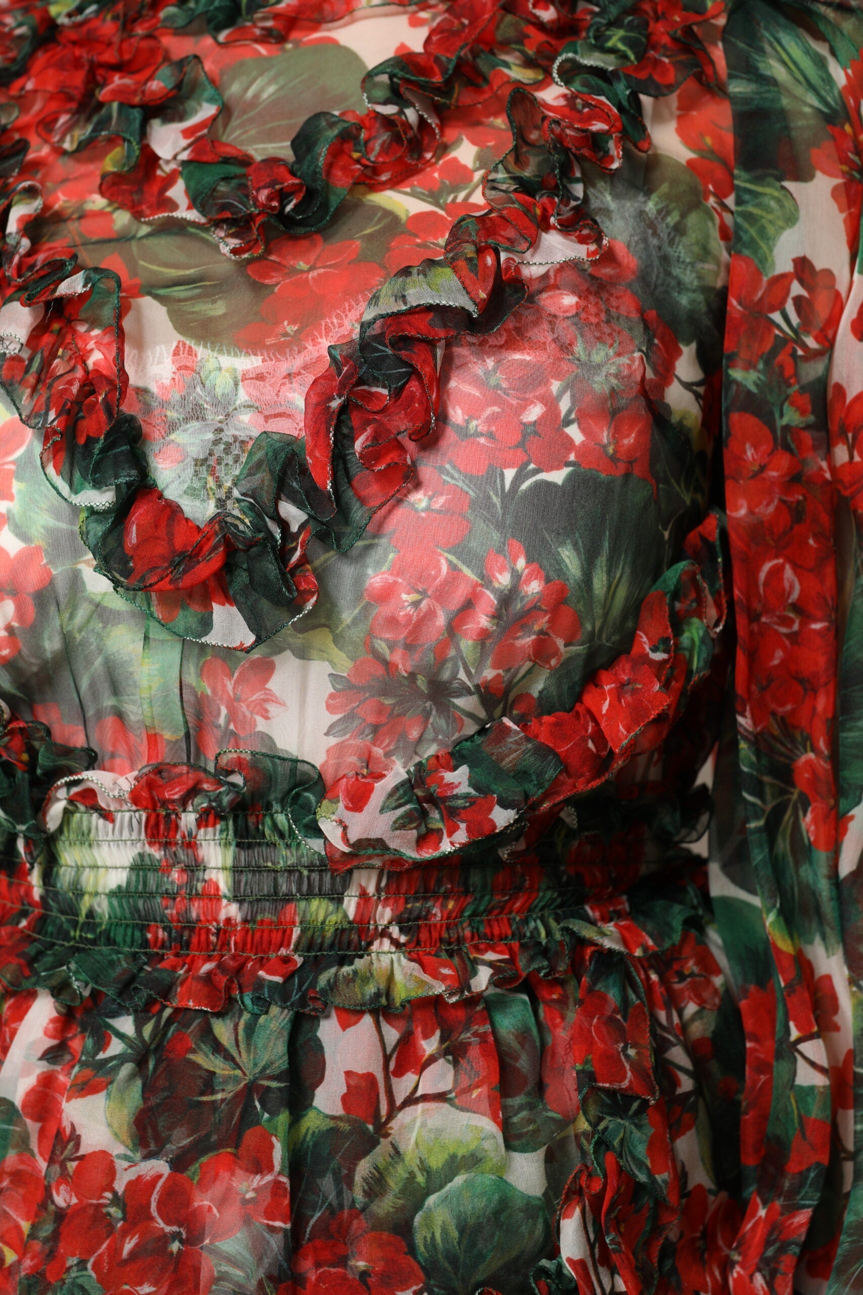 Dolce & Gabbana Multicolor Ruffle Floral Long Sleeves Dress Dolce & Gabbana