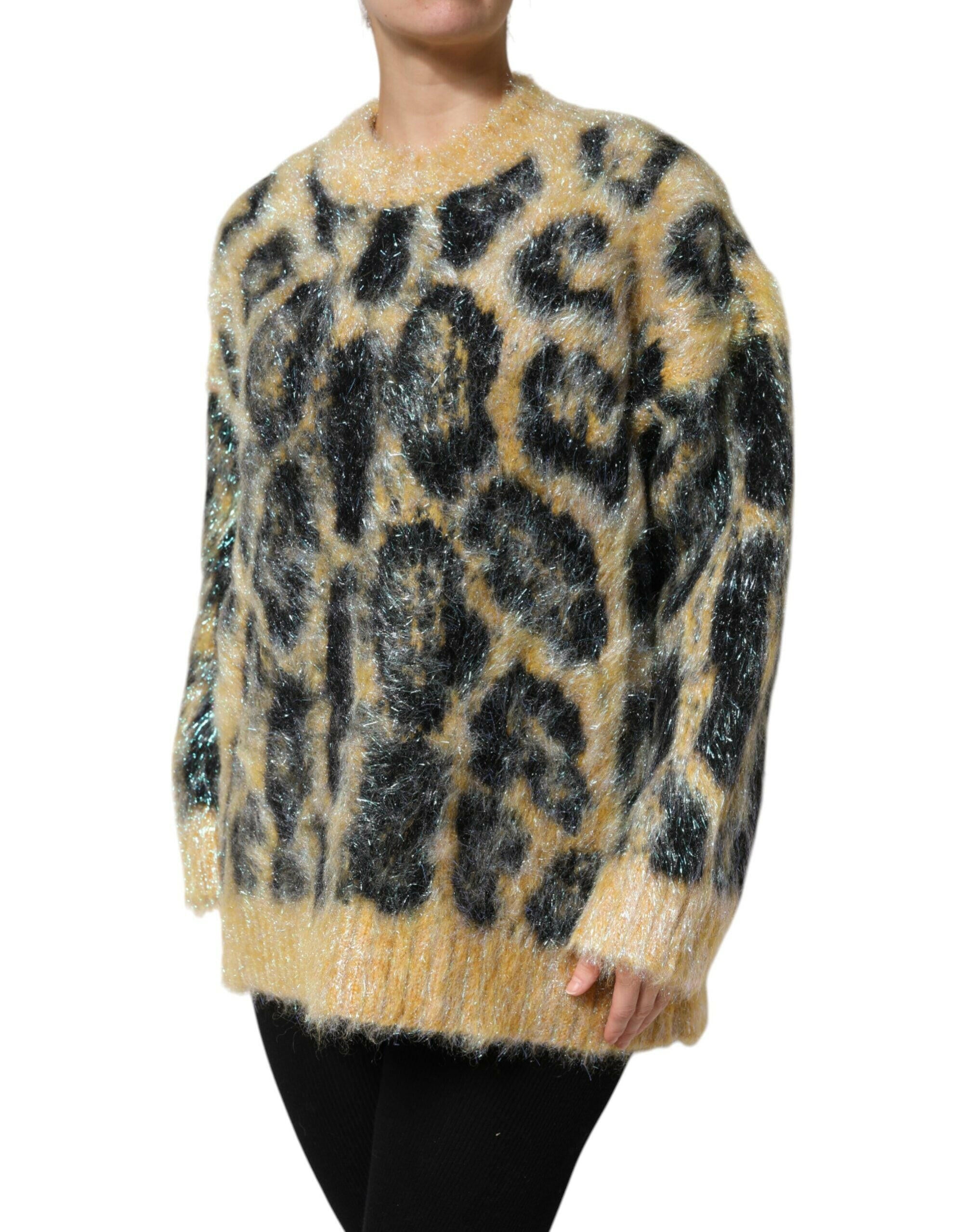 Dolce & Gabbana Multicolor Leopard Mohair Crew Neck Sweater Dolce & Gabbana
