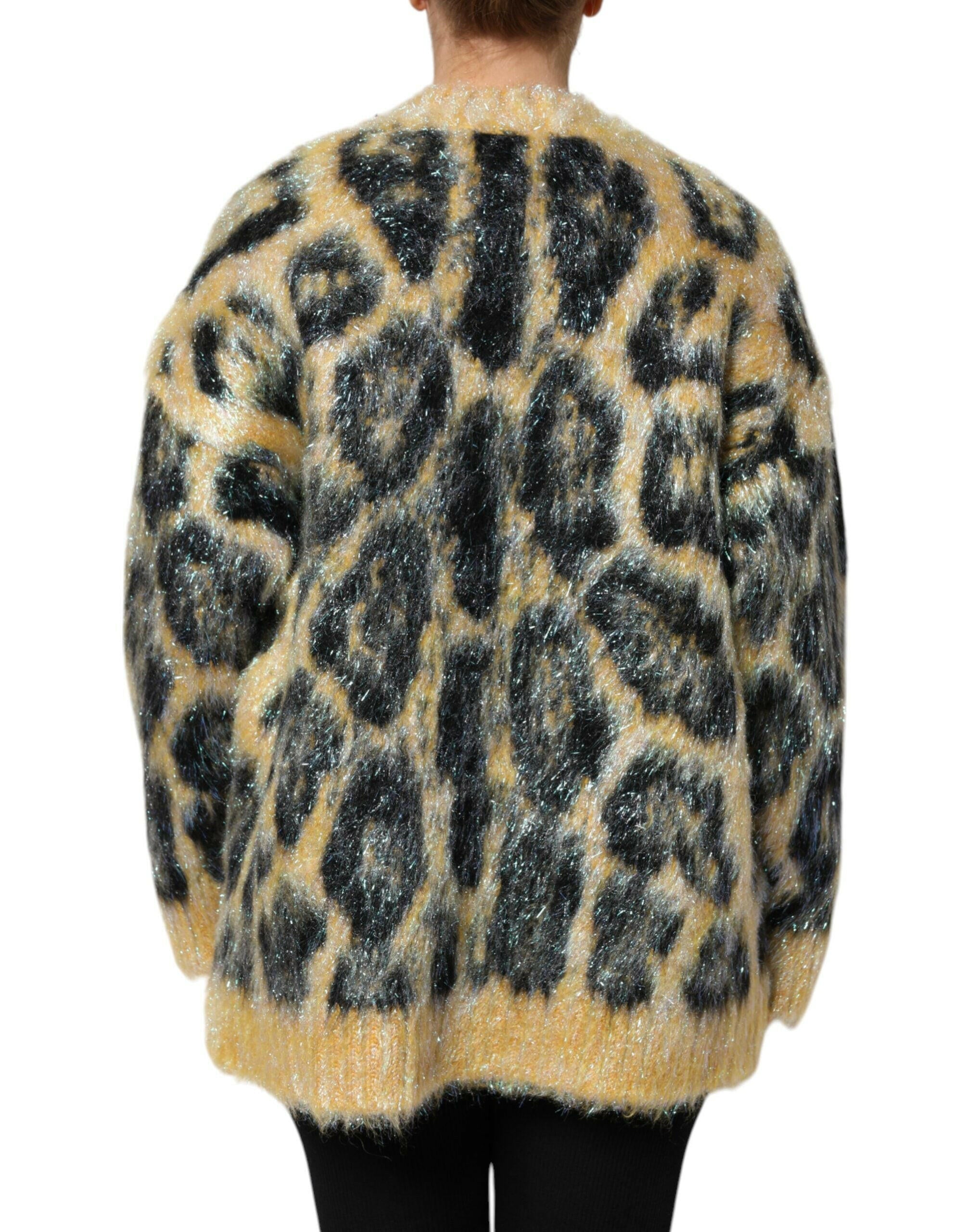 Dolce & Gabbana Multicolor Leopard Mohair Crew Neck Sweater Dolce & Gabbana