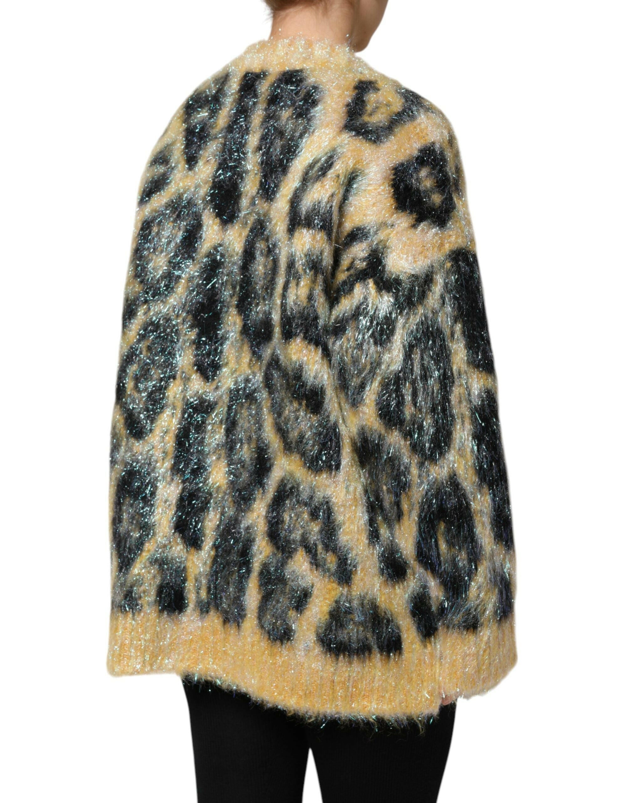Dolce & Gabbana Multicolor Leopard Mohair Crew Neck Sweater Dolce & Gabbana