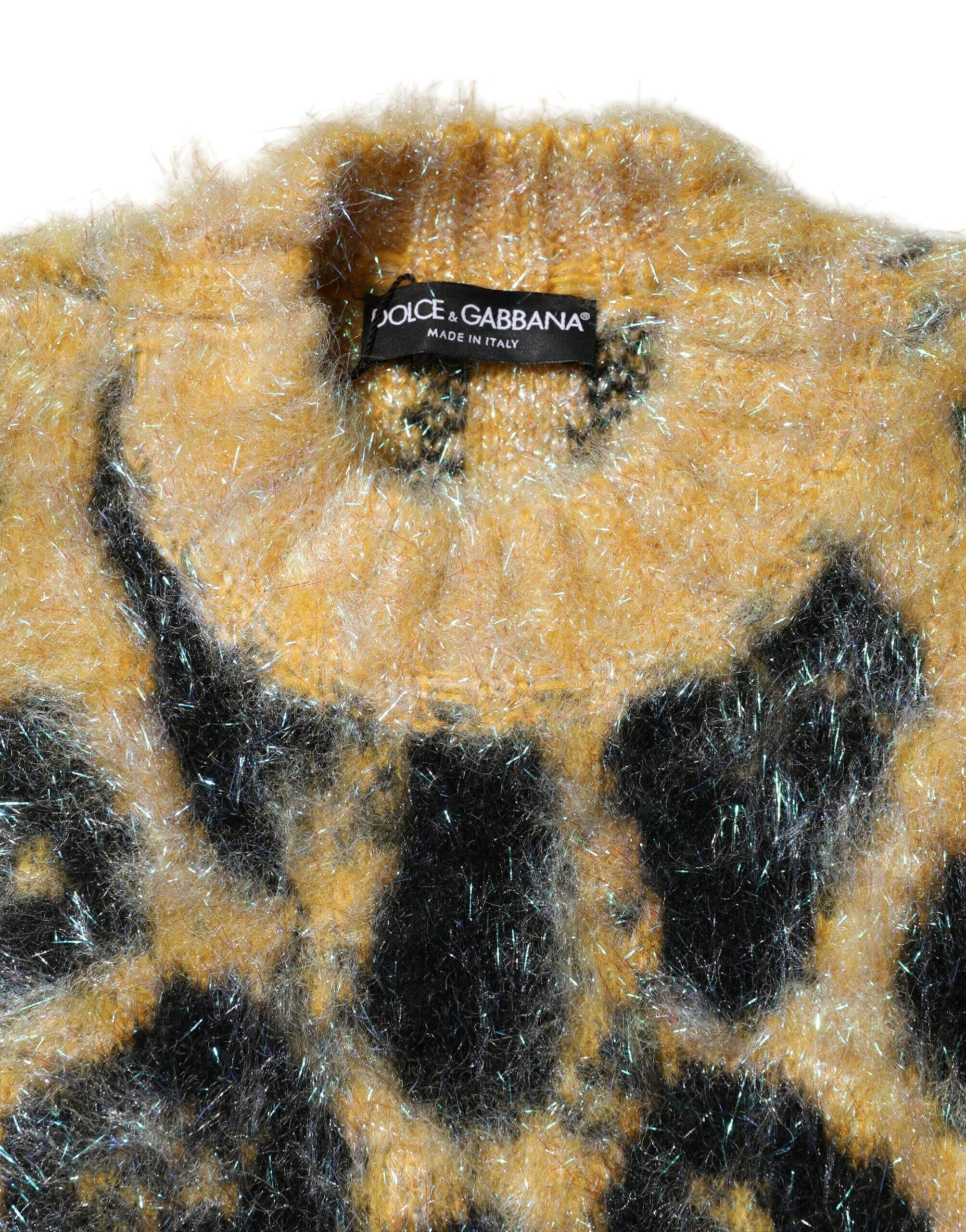 Dolce & Gabbana Multicolor Leopard Mohair Crew Neck Sweater Dolce & Gabbana