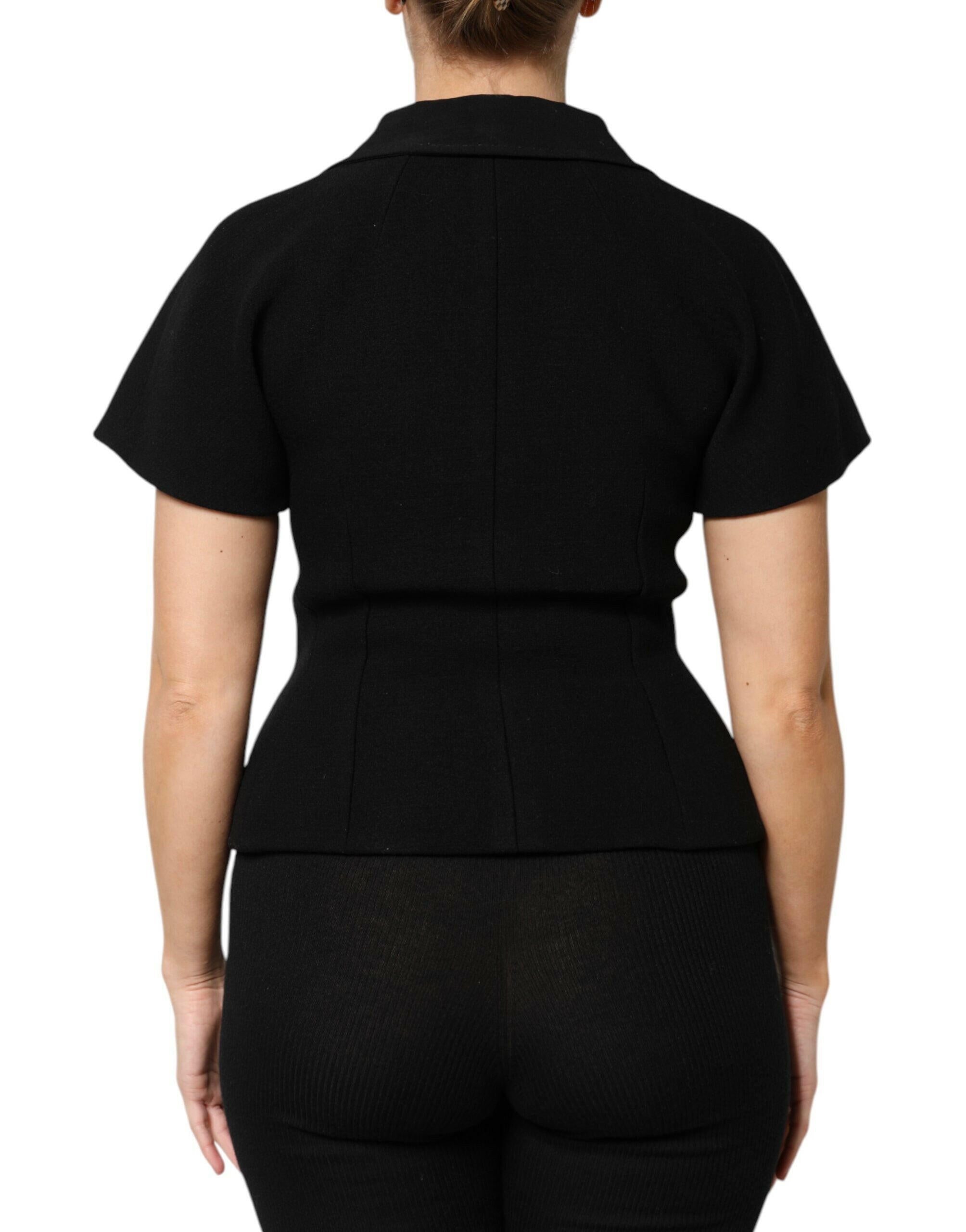 Dolce & Gabbana Black Wool Double Breasted Coat Jacket Dolce & Gabbana