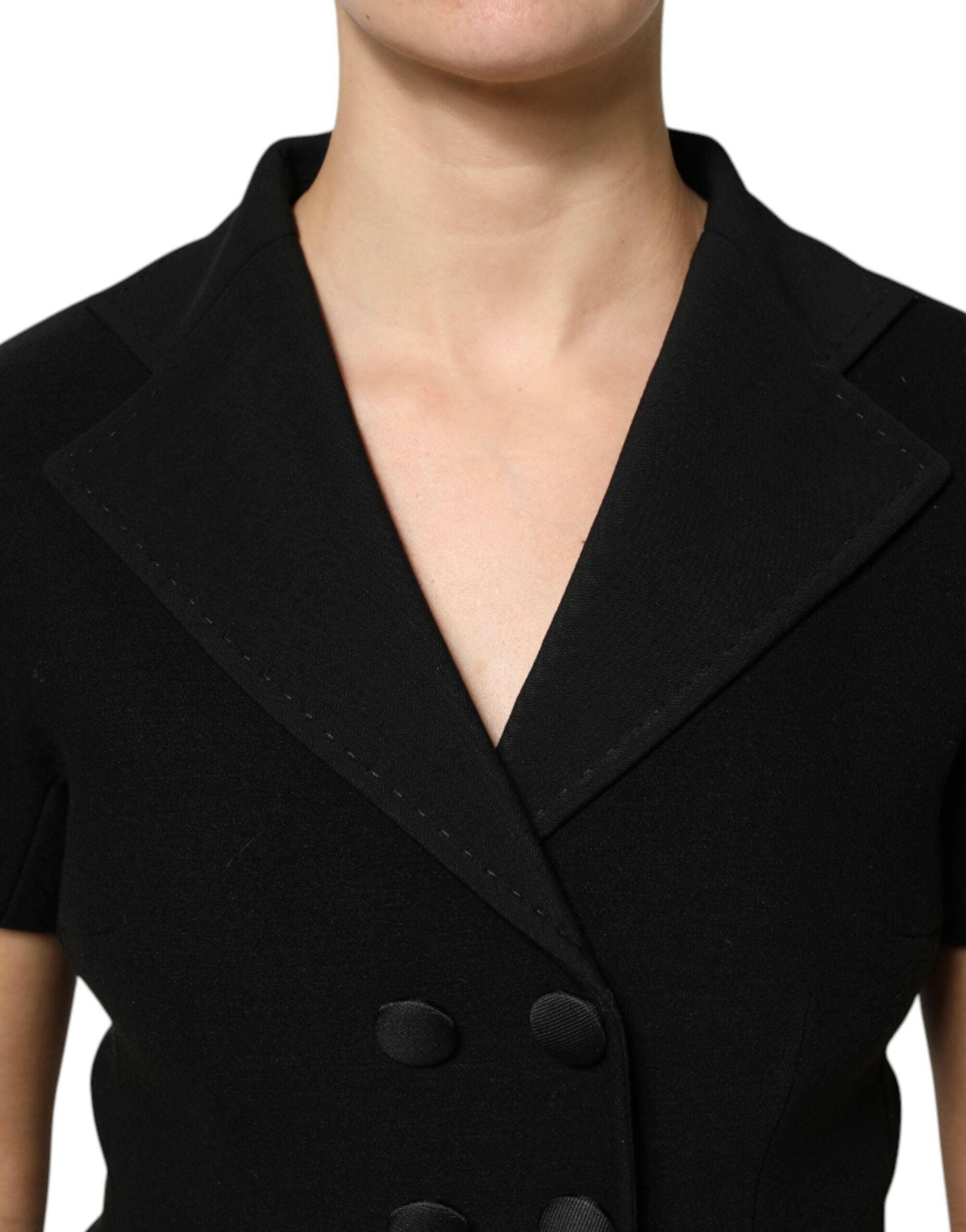 Dolce & Gabbana Black Wool Double Breasted Coat Jacket Dolce & Gabbana