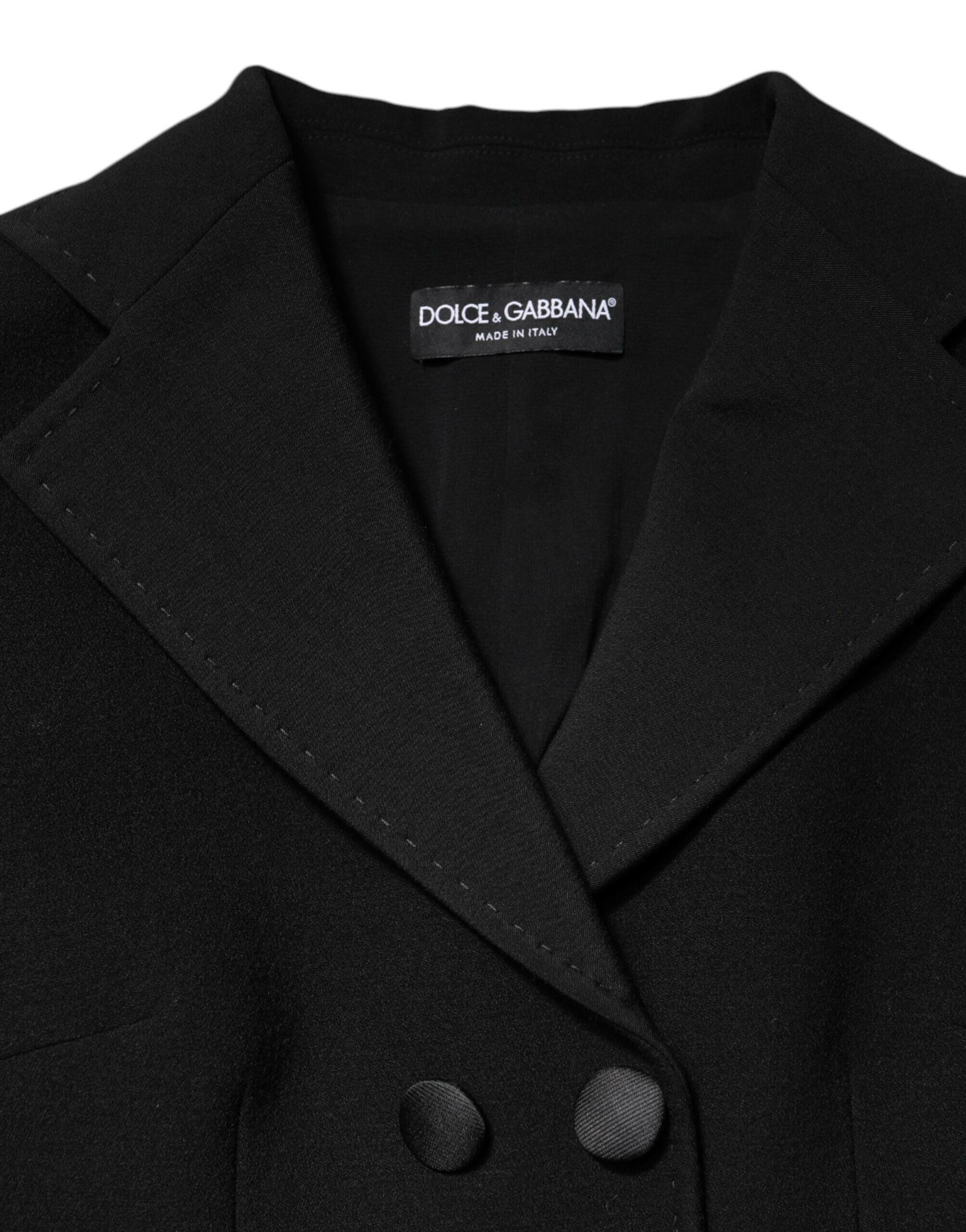Dolce & Gabbana Black Wool Double Breasted Coat Jacket Dolce & Gabbana