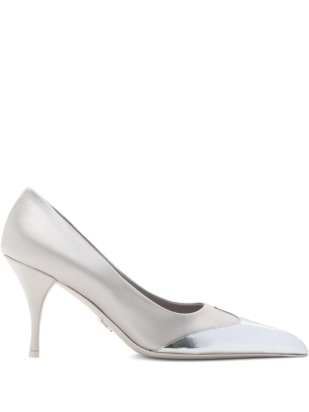 Prada Satin And Metallic Silver Leather Pumps Prada