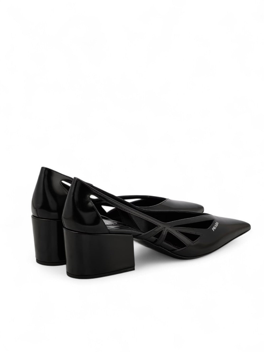 Prada Black Leather Cut-Out Pumps 55 Prada