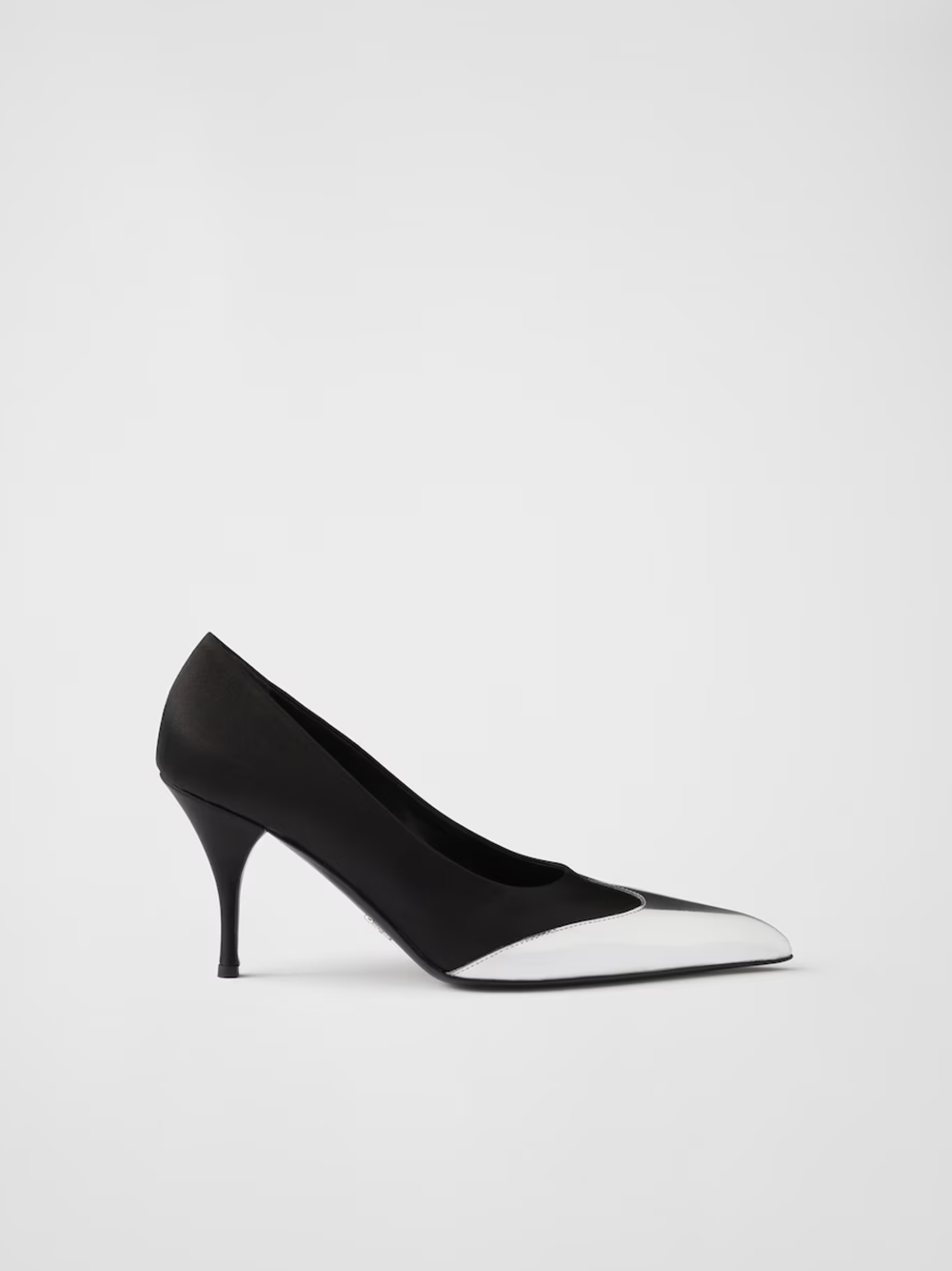 Prada Black Satin And Metallic Silver Leather Pumps Prada