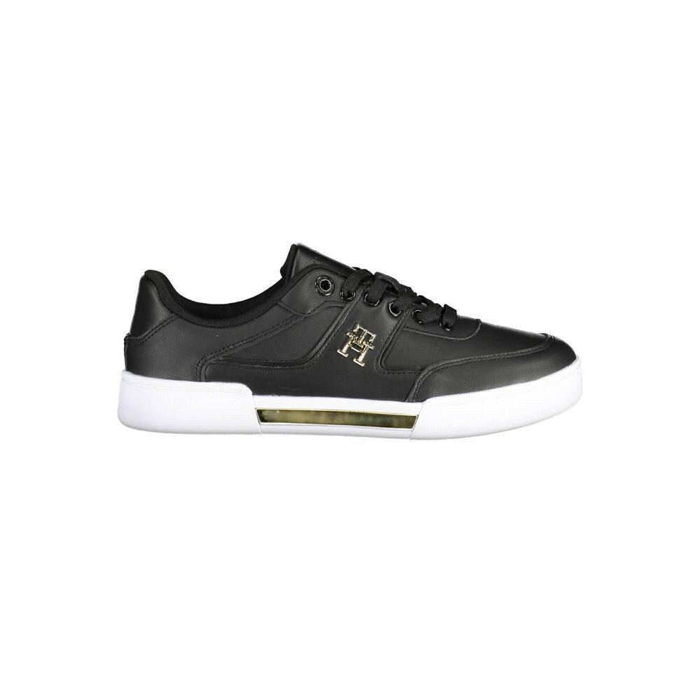 Tommy Hilfiger Black Leather Women Sneaker Tommy Hilfiger