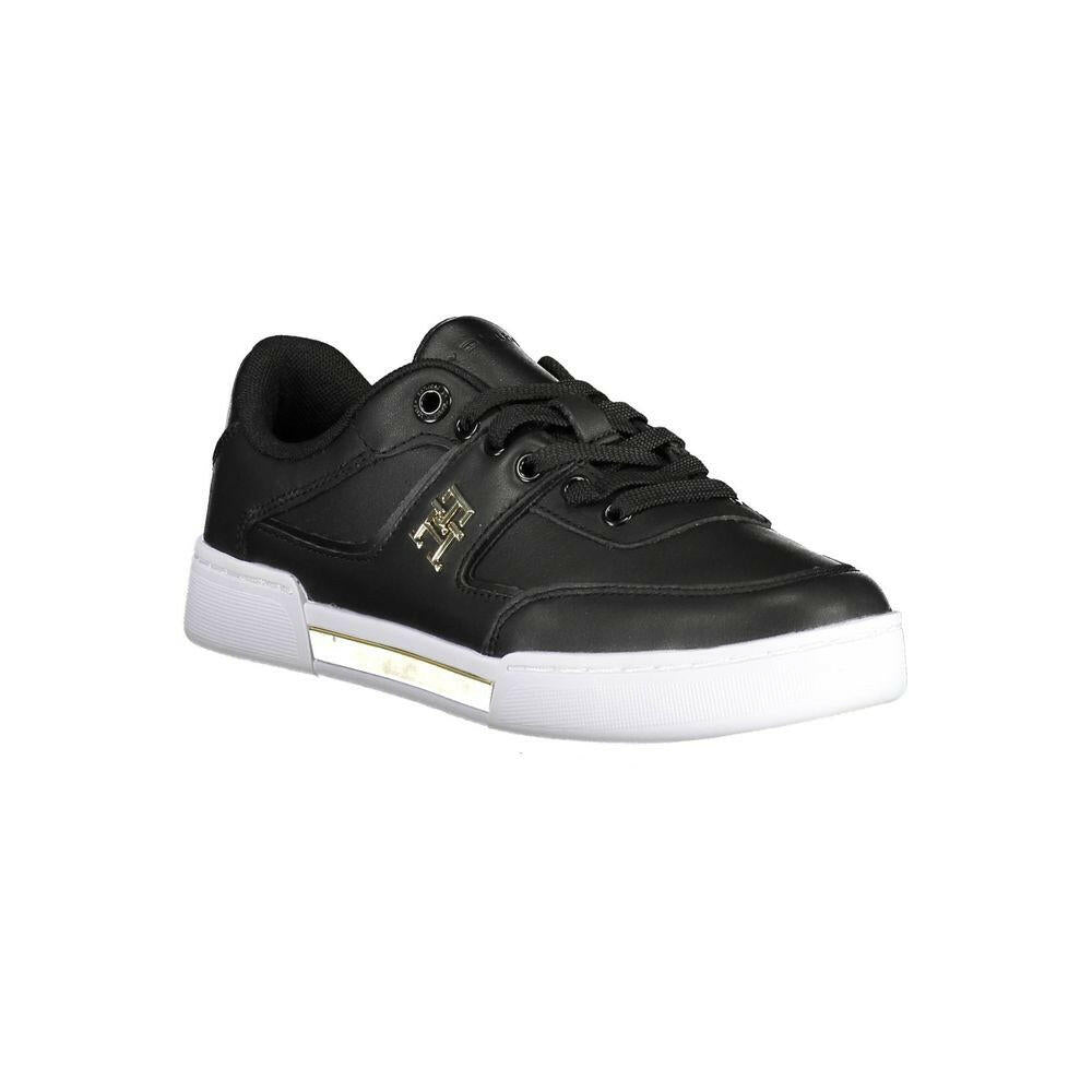 Tommy Hilfiger Black Leather Women Sneaker Tommy Hilfiger
