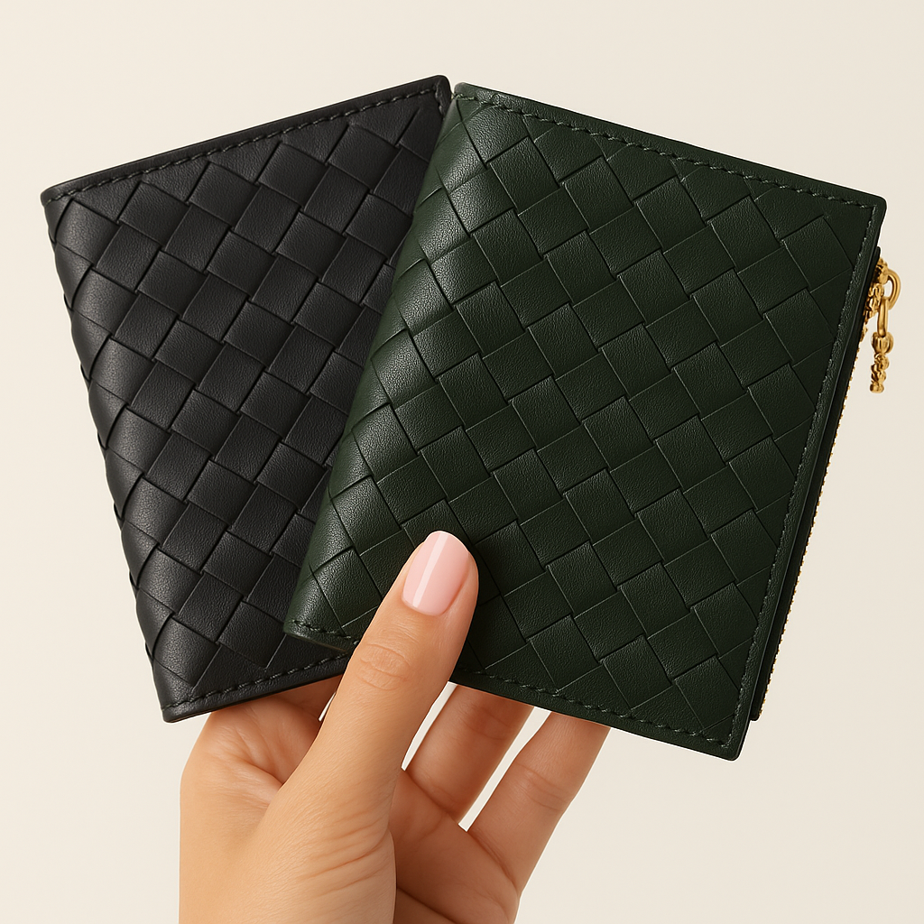 CARTERA PEQUEÑA DE CUERO TEJIDO