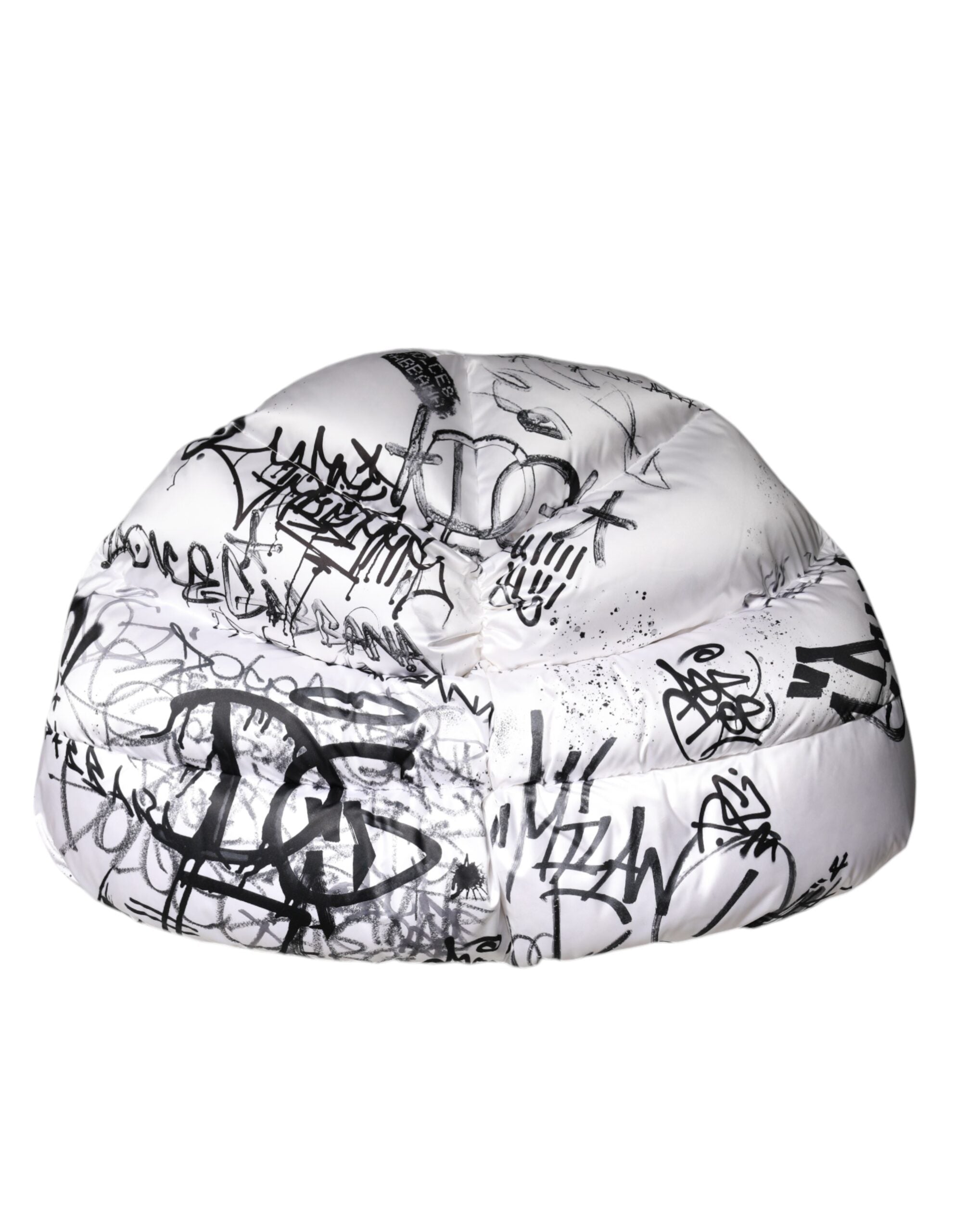 Dolce & Gabbana White Polyester Printed Hood Quilted Hat Dolce & Gabbana