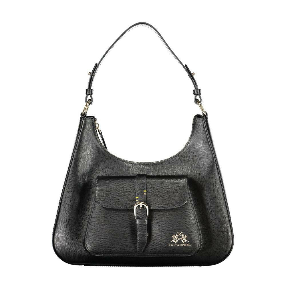 La Martina Black Leather Women Handbag La Martina