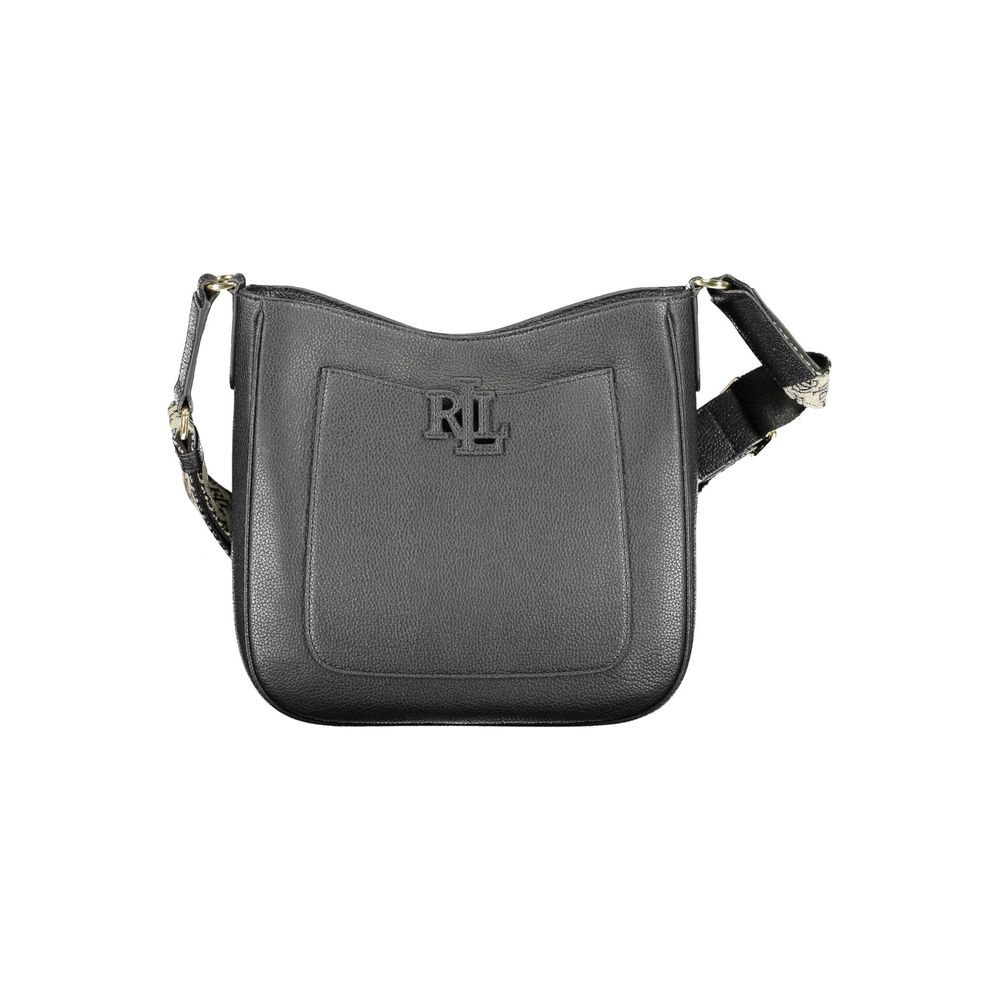 Ralph Lauren black leather handbag with adjustable shoulder strap and logo detailing