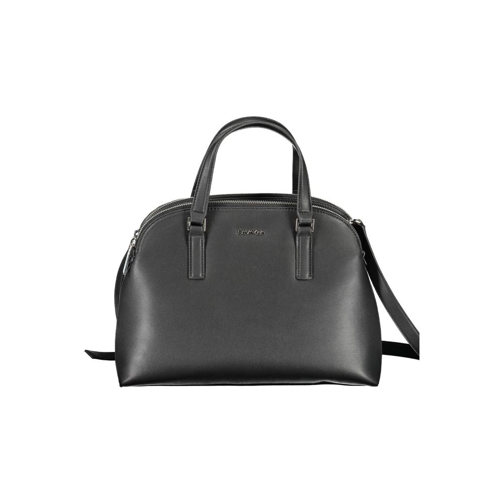 Calvin Klein black polyester handbag with two handles and adjustable shoulder strap