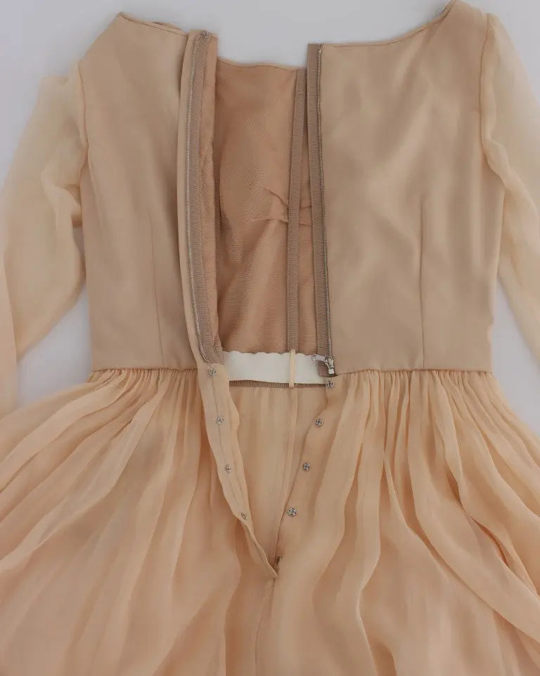 Dolce & Gabbana Elegant Beige Silk Full Length Sheath Dress Dolce & Gabbana