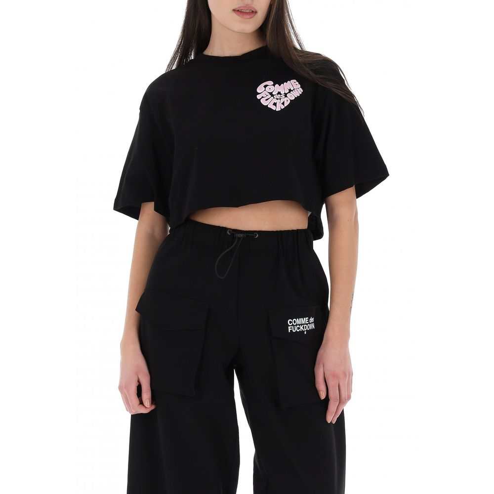 Camiseta de algodón negro para mujer Comme Des Fuckdown