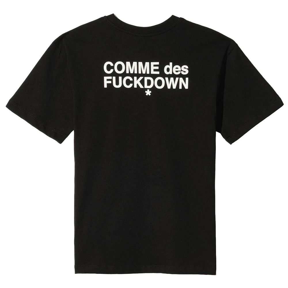 Camiseta feminina preta de algodão Comme Des Fuckdown