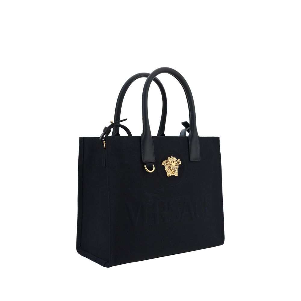 Bolsa de ombro Versace em algodão preto