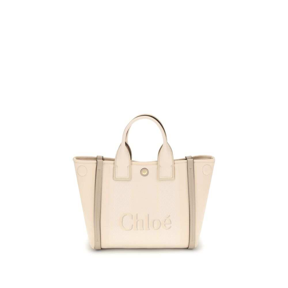Bolsa de ombro Chloé em algodão bege