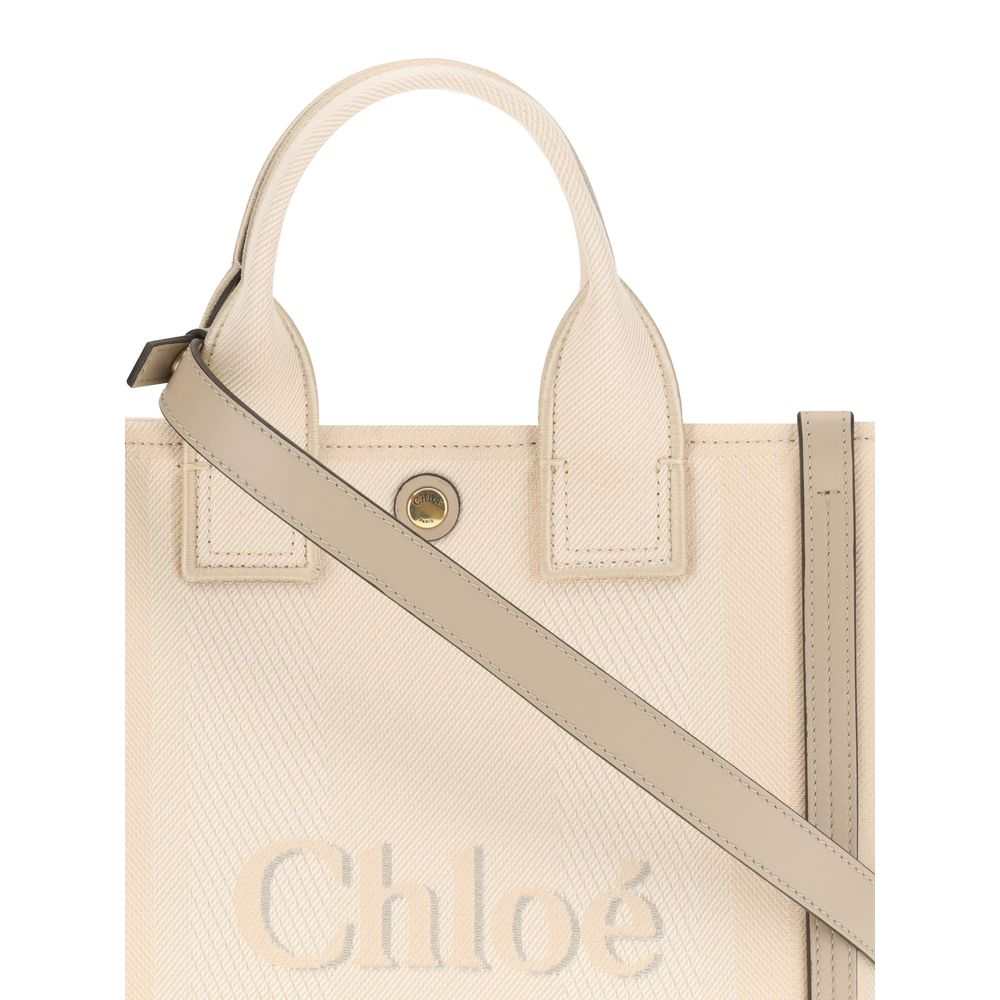 Bolsa de ombro Chloé em algodão bege