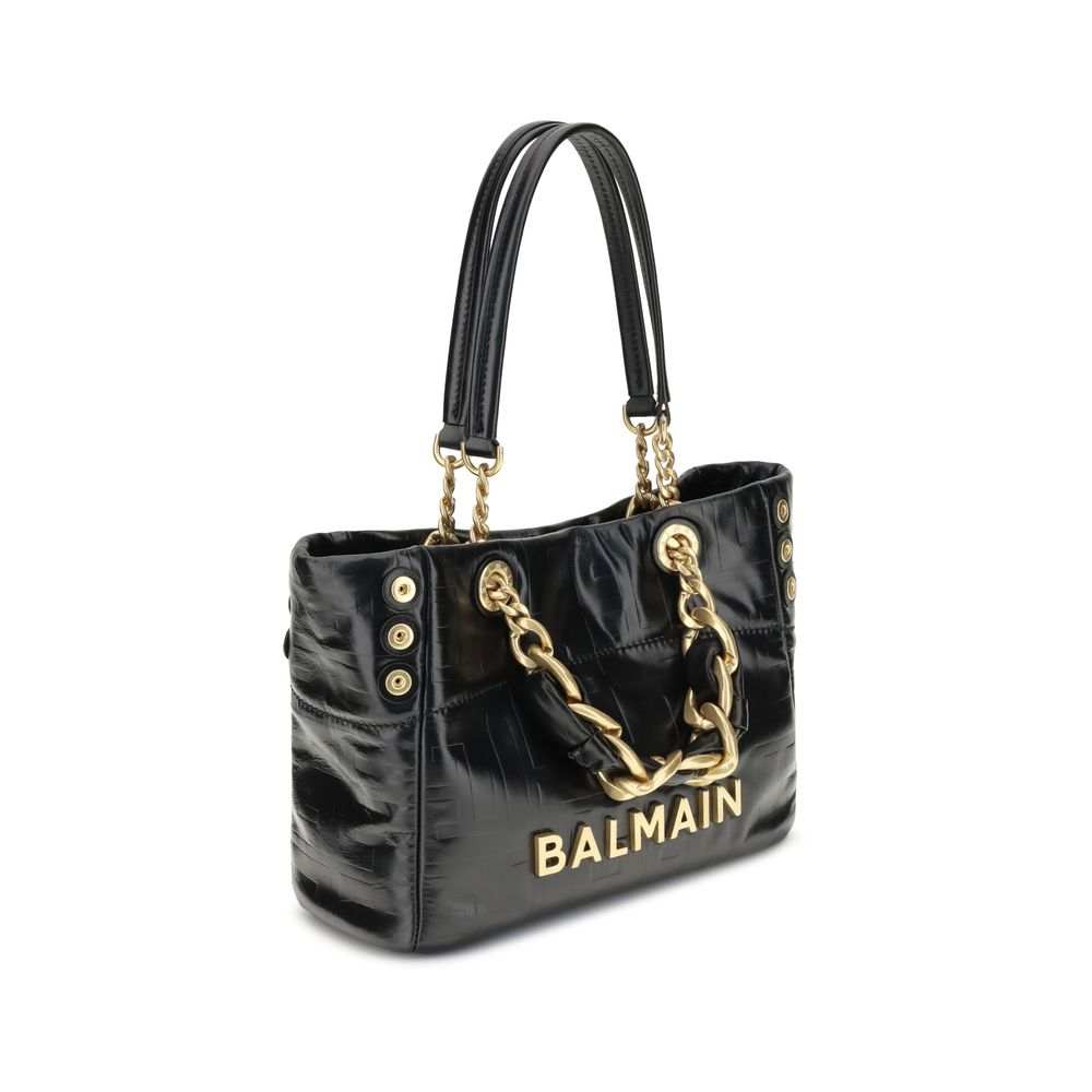 Bolsa de ombro Balmain Bos Taurus em couro de bezerro preto