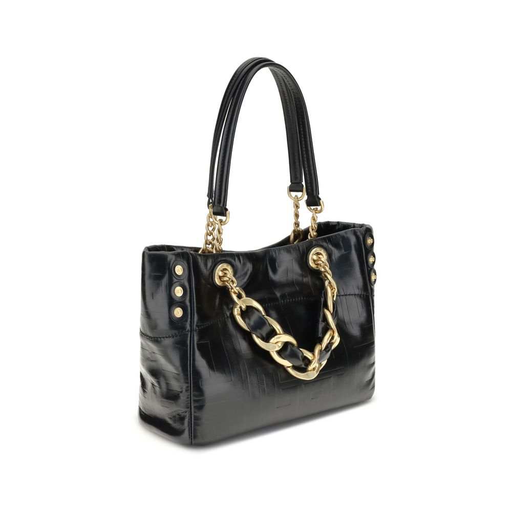 Bolsa de ombro Balmain Bos Taurus em couro de bezerro preto
