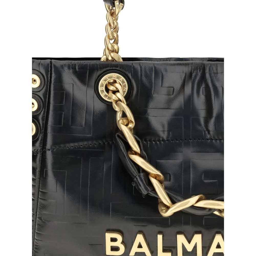 Bolsa de ombro Balmain Bos Taurus em couro de bezerro preto