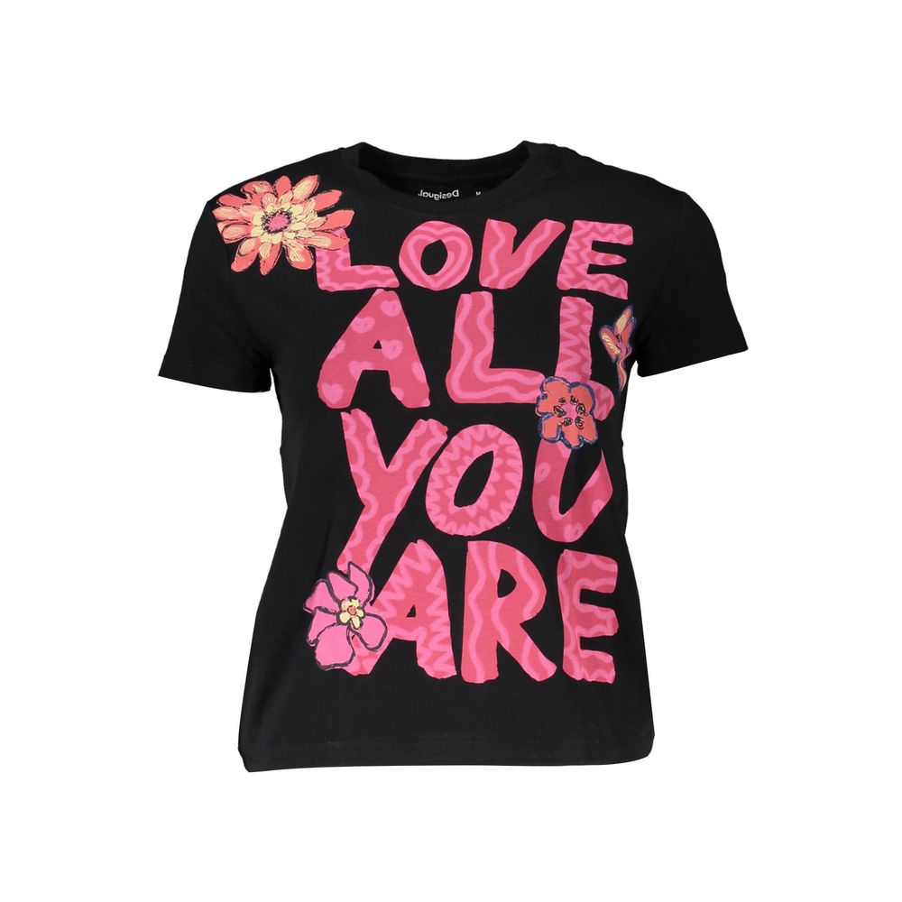 Desigual Black Cotton Tops & T-Shirt Desigual