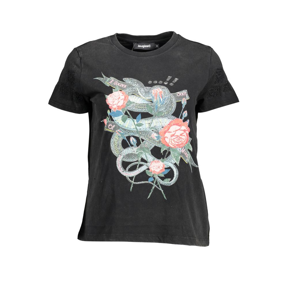 Desigual Black Cotton Tops & T-Shirt Desigual