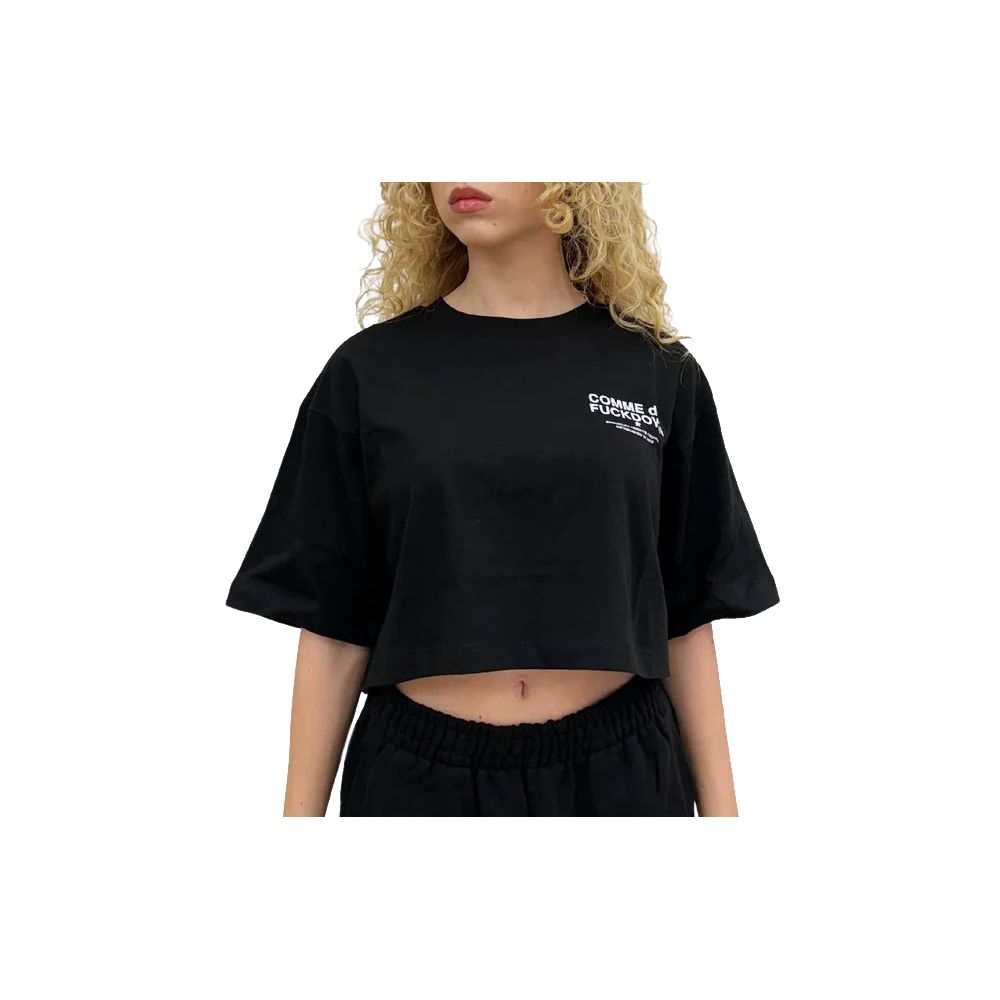 Camiseta feminina preta de algodão Comme Des Fuckdown