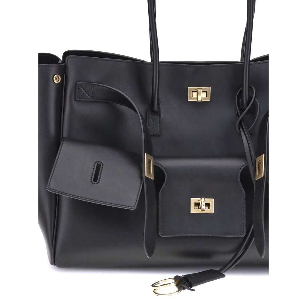 Bolsa de ombro Balenciaga Bos Taurus em couro de bezerro preto