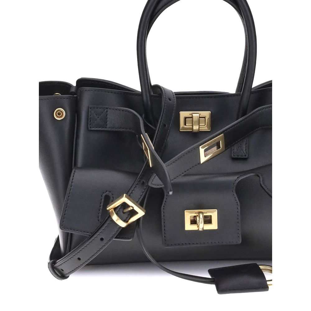 Bolsa de ombro Balenciaga Bos Taurus em couro de bezerro preto