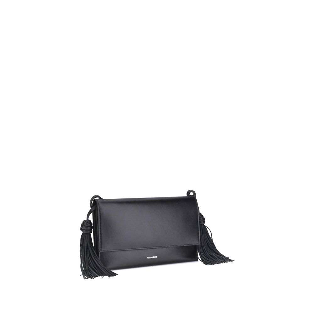 Bolsa de ombro Jil Sander Bos Taurus em couro de bezerro preto