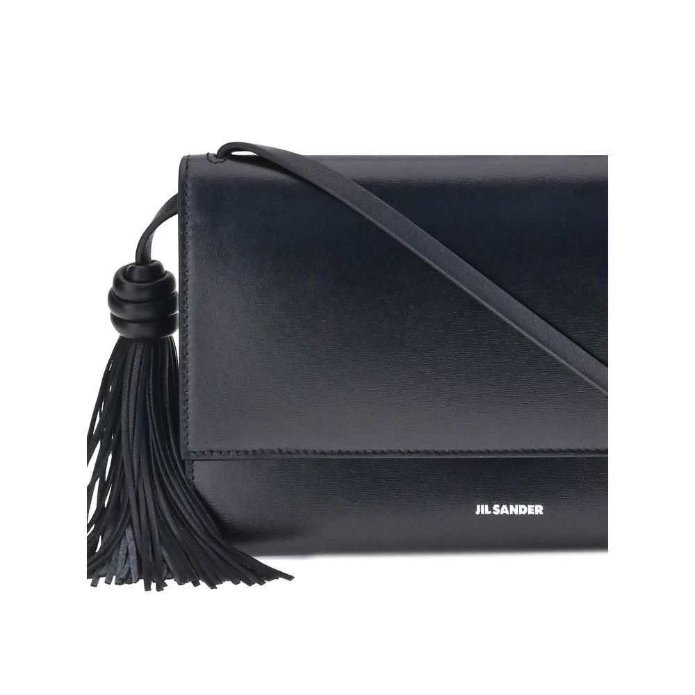 Bolsa de ombro Jil Sander Bos Taurus em couro de bezerro preto