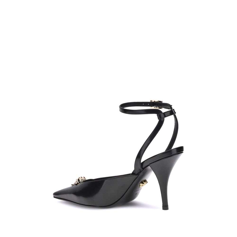 Versace Black Calf Leather Bos Taurus Pumps