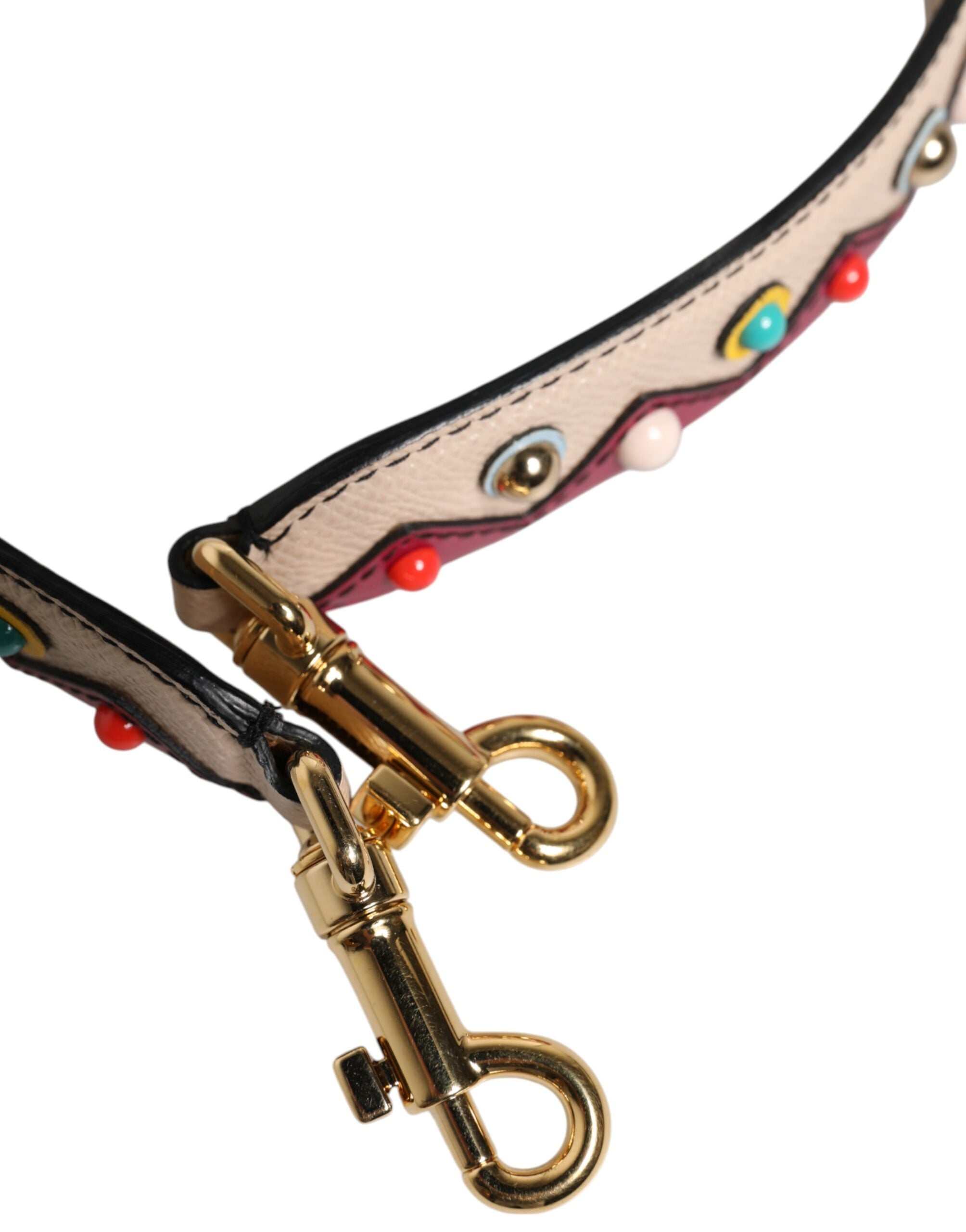 Alça de ombro para bolsa Dolce &amp; Gabbana em couro bege e vermelho.