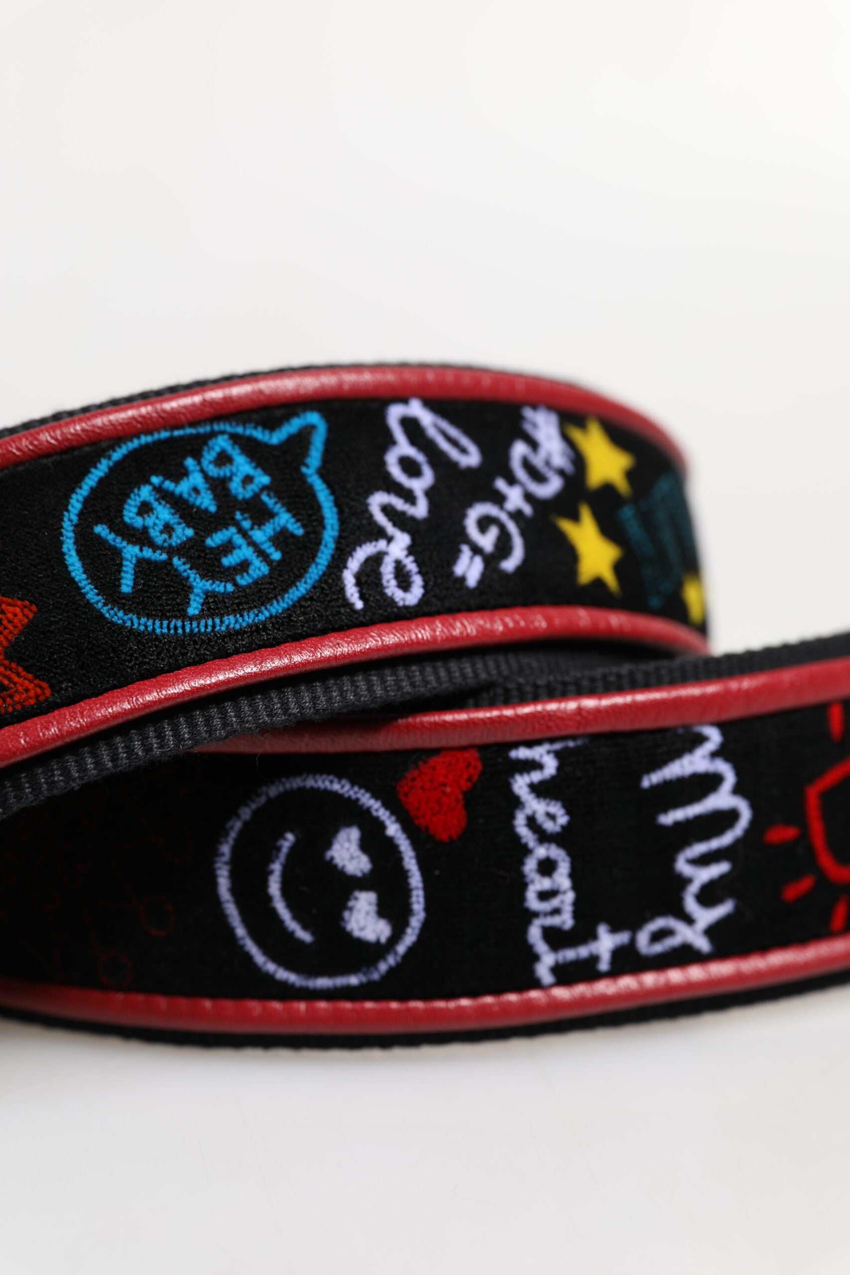 Alça de ombro para bolsa feminina Dolce &amp; Gabbana em algodão preto estampado