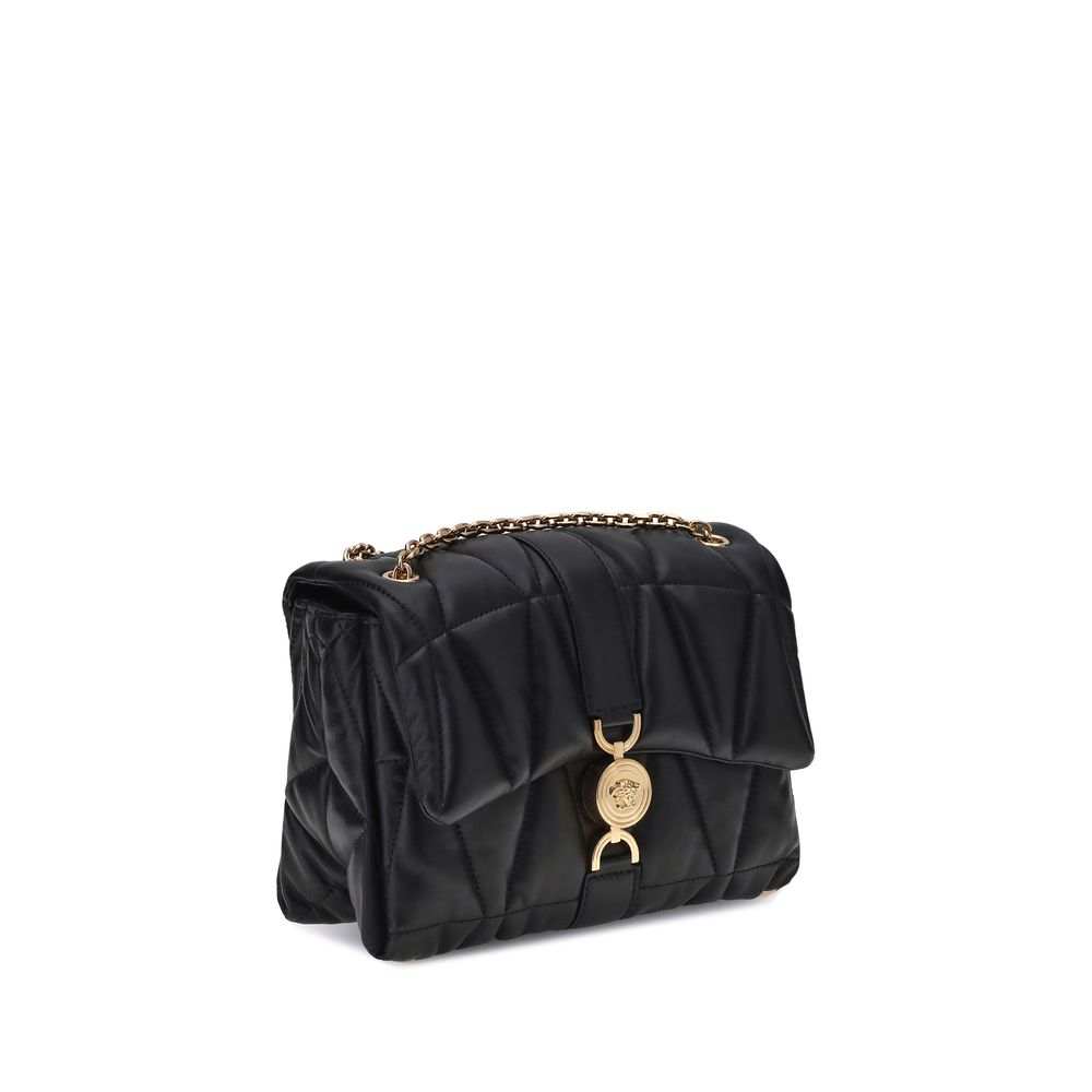 Bolsa de ombro Versace Bos Taurus em couro de bezerro preto