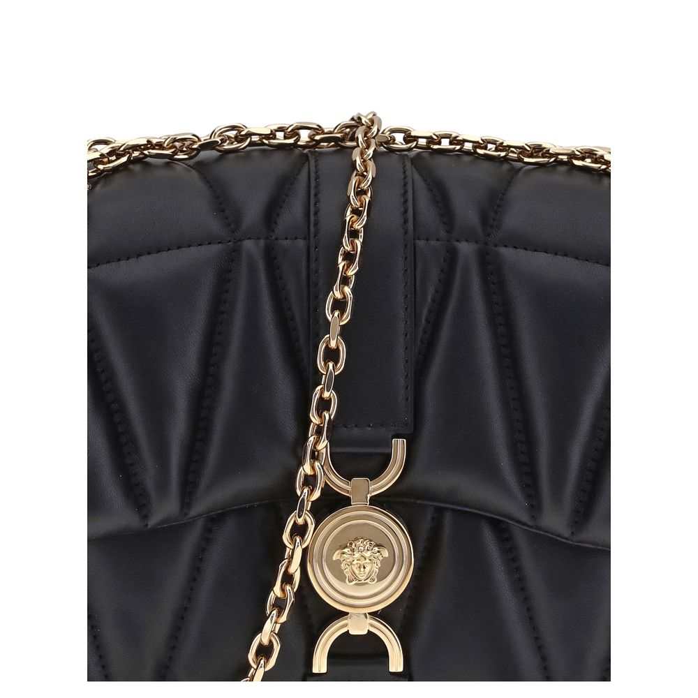 Bolsa de ombro Versace Bos Taurus em couro de bezerro preto