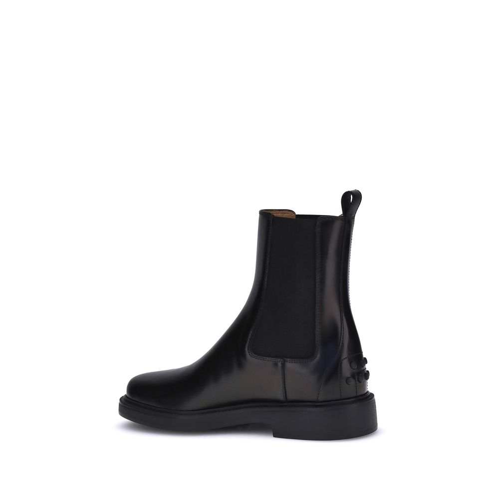 Tod's Black Calf Leather Bos Taurus Chelsea Boots