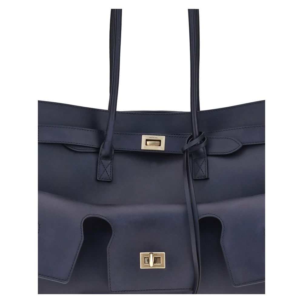 Bolsa de ombro Balenciaga Bos Taurus em couro de bezerro azul