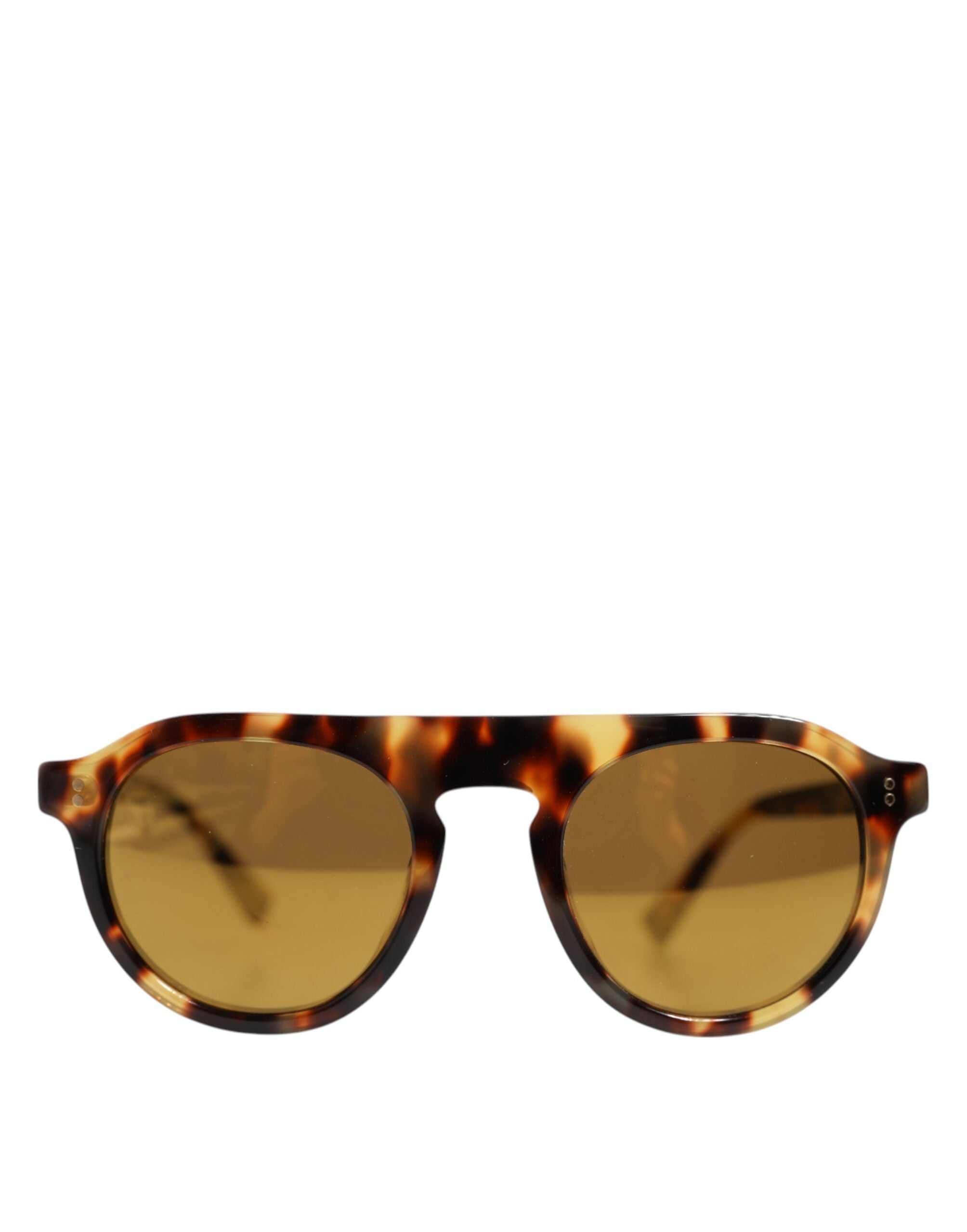 Gafas de sol redondas Dolce &amp; Gabbana de acetato marrón con estampado de leopardo