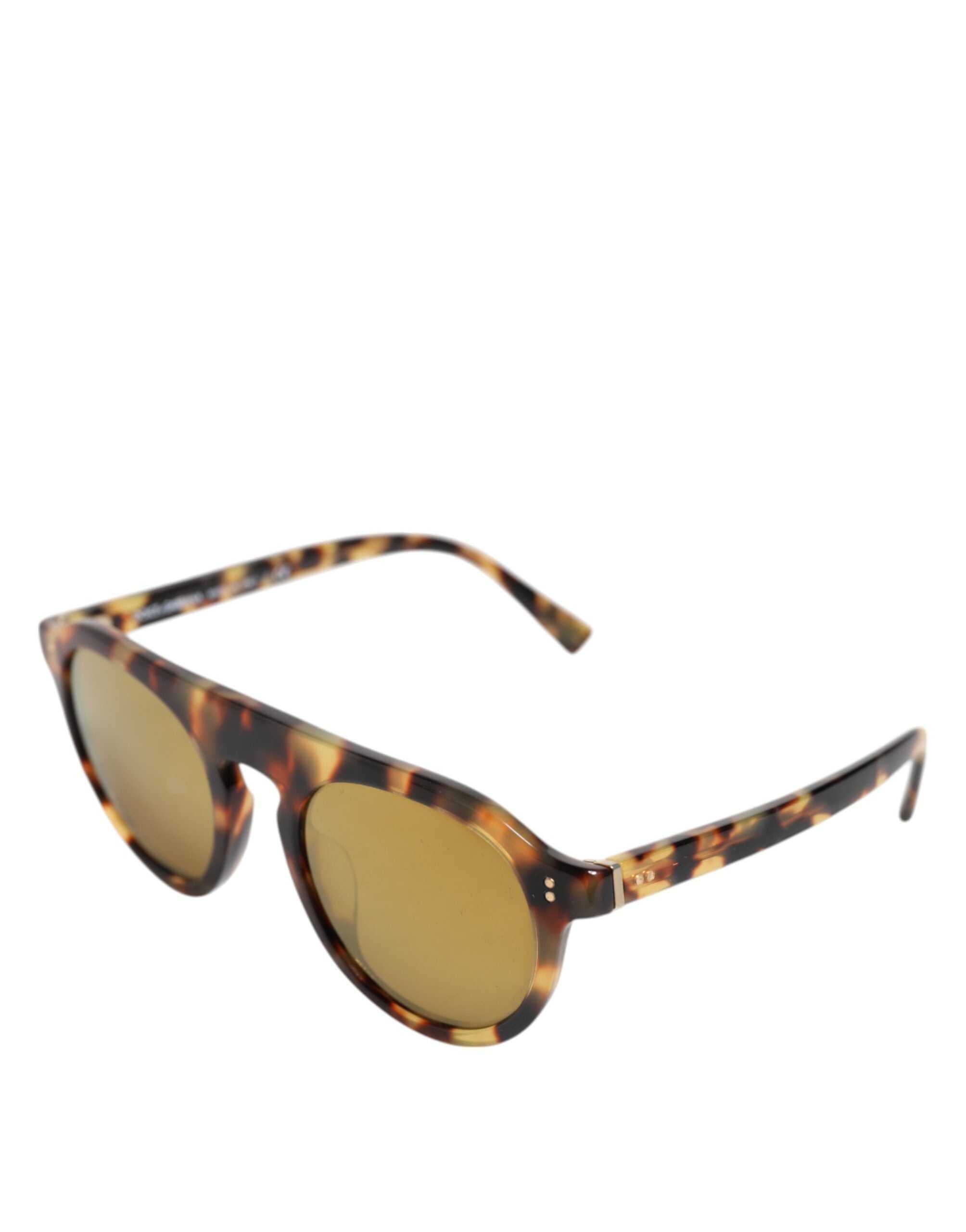 Gafas de sol redondas Dolce &amp; Gabbana de acetato marrón con estampado de leopardo
